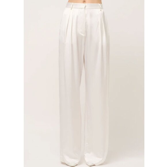 Michael Lo Sordo Pants - NWT Michael Lo Sordo Relaxed Silk Boy Pant 10 Wide Leg White